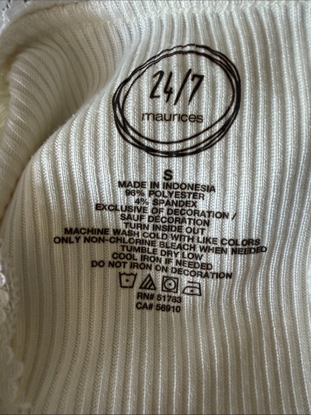 Maurices Cream Ribbed Long-Sleeve Crew Top - Picture 3 of 3
